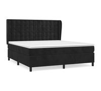WGYHOME Cama con somier con colchón, color negro, 180 x 200 cm, núcleo de muelles ensacados de terciopelo, cabecero de altura regulable, dureza media, dormitorio, habitación de invitados, comodidad de