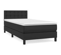 WGYHOME Cama con somier con colchón, color negro, 80 x 200 cm, núcleo de muelles ensacados, cabecero de altura regulable, dureza media para la espalda, dormir boca abajo o dormitorio