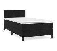 WGYHOME Cama con somier con colchón, color negro, 90 x 200 cm, terciopelo, núcleo de muelles ensacados, colchón de dureza media, para espalda, para dormir boca abajo, dormitorio, habitación de