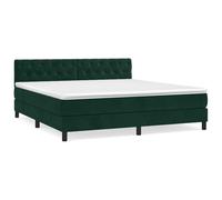 WGYHOME Cama con somier con colchón, color verde oscuro, 160 x 200 cm, terciopelo, núcleo de muelles ensacados, cabecero de altura regulable, dureza media para espalda, boca abajo o dormitorio