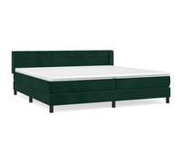 WGYHOME Cama con somier con colchón, color verde oscuro, 200 x 200 cm, núcleo de muelles ensacados de terciopelo, cabecero de altura regulable, dureza media, para espalda, boca abajo o dormitorio