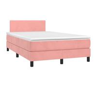 WGYHOME Cama con somier con colchón rosa, 120 x 190 cm, terciopelo - Núcleo de muelles ensacados, cabecero de altura regulable, dureza media para espalda, boca abajo o dormitorio