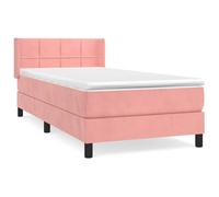 WGYHOME Cama con somier con colchón rosa, 80 x 200 cm, terciopelo - Núcleo de muelles ensacados, cabecero de altura regulable, dureza media para espalda, boca abajo o dormitorio