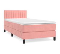 WGYHOME Cama con somier con colchón rosa, 80 x 200 cm, terciopelo - Núcleo de muelles ensacados, cabecero de altura regulable, dureza media para espalda, boca abajo o dormitorio