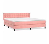 WGYHOME Cama con somier rosa de 180 x 200 cm, con muelles ensacados y funda de terciopelo, dureza media, altura regulable, para dormitorios y dormitorios que duermen boca arriba