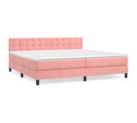 WGYHOME Cama con somier rosa de 200 x 200 cm con muelles ensacados y funda de terciopelo, dureza media, altura regulable, para dormitorios y habitaciones de invitados