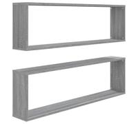 WGYHOME - Estantes de pared con forma de cubo de pared, 2 unidades, color gris, 100 x 15 x 30 cm, estantes de pared de madera para baño, dormitorio, sala de estar, cocina, estante colgante para libros