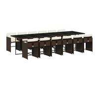 WGYHOME Juego de 13 muebles de jardín con cojín marrón de poliratán, mesa de cocina, muebles de balcón, muebles de jardín, resistente a la intemperie, fácil de limpiar, para terraza, jardín, balcón