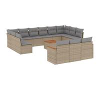 WGYHOME Juego de 14 sofás de jardín con cojines beige de poliratán, conjunto de sofás y sillones