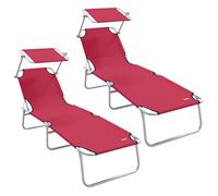 WGYHOME Juego de 2 tumbonas rojas, poliéster, 58 x 188 x 77 cm, respaldo ajustable y plegable, para jardín, terraza, piscina y exterior