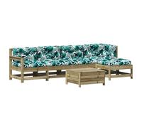 WGYHOME Juego de 6 cojines para salón de jardín, madera de pino impregnada, patrón de hojas de color azul y verde, 62 - 66 cm B, resistente a la intemperie y apilables, para patio, balcón y jardín