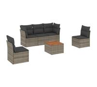 WGYHOME Juego de 6 sofás de jardín de ratán sintético gris con espacio de almacenamiento y cojines lavables - modular resistente a los rayos UV para patio, jardín y patio
