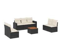WGYHOME Juego de 8 sofás de jardín de ratán sintético negro con cojines modulares y resistentes a la intemperie - para patio, jardín y patio