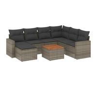 WGYHOME Juego de 8 sofás de jardín gris de ratán sintético con espacio de almacenamiento, bolsas impermeables y cojines extraíbles, para terraza, balcón y jardín