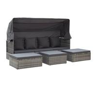 WGYHOME - Juego de cama de jardín con techo, juego de muebles de balcón de polirratán gris mixto, muebles de jardín, muebles de patio pequeños, sofá de jardín al aire libre, juego de muebles de patio