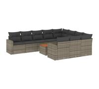 WGYHOME Juego de sofá de jardín de ratán sintético gris, 55 x 55 cm, asiento con espacio de almacenamiento y cojines extraíbles, modular, resistente a la intemperie, resistente a los rayos UV, para