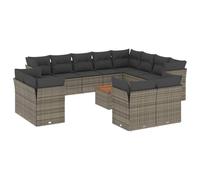 WGYHOME Juego de sofá de jardín de ratán sintético gris, 55 x 55 cm, asiento con espacio de almacenamiento y cojines extraíbles, modular, resistente a la intemperie, resistente a los rayos UV, para