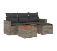 WGYHOME Juego de sofá de jardín de ratán sintético gris con cojines de diseño modular resistente a la intemperie y a los rayos UV, para terraza, balcón y jardín (5 piezas)