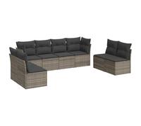 WGYHOME Juego de sofás de jardín con cojines de ratán gris, 8 piezas, juego de muebles de jardín con sofá y sillón