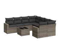 WGYHOME Juego de sofás de jardín de polirratán gris con cojines lavables, resistentes a los rayos UV y a la intemperie, para terraza, balcón y jardín