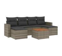 WGYHOME Juego de sofás de jardín de ratán sintético gris con espacio de almacenamiento y cojines, modular, resistente a la intemperie, resistente a los rayos UV, para terraza, jardín, balcón