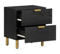 WGYHOME Mesita de noche negra de mango de madera maciza, 40 x 33 x 46 cm, fácil de montar y superficie flotante, estable y resistente a la humedad, ideal para dormitorios y salas de estar modernas