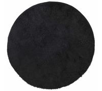 WGYHOME NAVARRA - Alfombra Shaggy de pelo alto, color negro, 240 x 240 cm, redonda, 100 % poliéster, antideslizante, fácil de limpiar, mullida, para salón, dormitorio, oficina y balcón