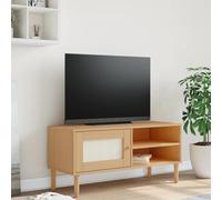 WGYHOME Senja - Armario para TV (aspecto de ratán, color marrón, 106 x 40 x 49 cm, madera de pino, para TV, banco de TV, salón, moderno, para salón, dormitorio