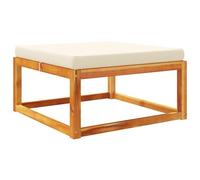 WGYHOME Taburete de jardín con cojín de 65 x 65 x 29 cm, madera maciza de acacia, color crema, resistente a la intemperie y apilable, para terraza, jardín, balcón e interior