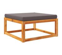 WGYHOME Taburete de jardín con cojín de 65 x 65 x 29 cm, madera maciza de acacia, gris, resistente a la intemperie y apilable, reposapiés y mesa de café para terraza, jardín, balcón e interior