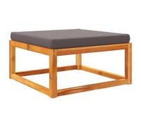 WGYHOME Taburete de jardín de acacia con cojín, gris, 65 x 65 x 29 cm, resistente a la intemperie, modular y multifuncional como asiento, reposapiés o mesa auxiliar para jardín, terraza e interior