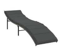 WGYHOME Tumbona con cojín gris 55 x 199 x 50 cm - Poliratán - 3 posiciones ajustables, resistente a la intemperie y a los rayos UV, para jardín, terraza, balcón y zona de piscina
