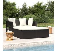 WGYHOME Tumbona con cojín negro 182 x 118 x 63 cm de poliratán - Resistente a la intemperie, cómoda y apilable - para jardín, terraza y piscina