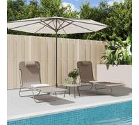 WGYHOME Tumbonas plegables 2 unidades, color marrón, textileno y acero, respaldo ajustable, alta comodidad, para jardín, terraza, balcón y exterior