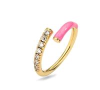 WGYYUANOU Anillo de dedo ajustado abierto con esmalte de neón colorido de verano for mujer, joyería fluorescente de circonio de cobre a la moda(ROSE RED)