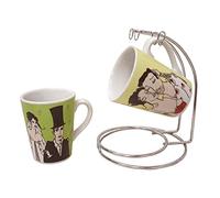 WH WORKING HOUSE CONJUNTO TU Y YO CON SOPORTE 2 TAZAS MUG 240ML VERDE-AMARILLO PAREJAS BODA