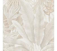 WH30116 - Bienvenido A Casa Papel Tapiz De Hojas Tropicales Crema Galerie