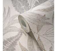 WH30148 - Bienvenido A Casa Papel Tapiz De Hojas Botánicas Beige Galerie