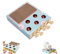 Whack-a-Mole 3 en 1 Cat Scratching Post and Toy, Interactive Wooden Cat Toy for Indoor Cats, Multi-Purpose Scratcher & Fun Puzzle Toy for Bored Cats (1 unidad)