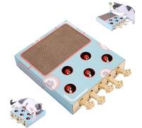 Whack Attack Cat Toy, 2026 New Wooden Whack A Mole Cat Toy, Interactive for Claw Grinding Rest Entertainment, Relieve Boredom and Boost IQ for Indoor Cats (Blue)