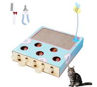 Whack Attack Cat Toy, Whack a Mole Game Cat Interactive Toys, 2026 Wooden Cat Scratching Post with Catnip, Multifunctional Puzzle Toy for Indoor Cats, Claw Grinding Rest and Entertainment