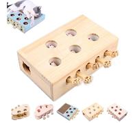 Whack Attack Cat Toy, Wooden Whack-a-Mole Cat Toy, Interactive for Claw Grinding Rest Entertainment, Play Wooden Whack-A-Mole Keeps Pets Entertained for Cats and Kittens (5-Holes-Mouse)