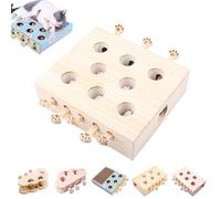 Whack Attack Cat Toy, Wooden Whack-a-Mole Cat Toy, Interactive for Claw Grinding Rest Entertainment, Play Wooden Whack-A-Mole Keeps Pets Entertained for Cats and Kittens (8-Holes-Mouse)