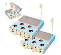 Whack Attack Cat Toy, Wooden Whack A Mole Interactive Cat Toys, 3-in-1 Puzzle Scratcher with Claw Grinding & Entertainment, Fun Indoor Cat Toy (2pcs)