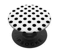 Whaite y Negro Big Polka Dot Boho Vintage Estética PopSockets PopGrip Adhesivo