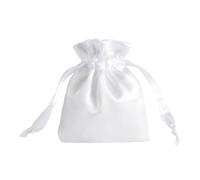 Whakano 10 bolsas de satén con cordón, para joyas, bolsas de tela para rellenar joyas, bolsas de regalo, dulces, bolsas de almacenamiento para fiestas, bodas, Navidad, color blanco, 9 x 12 cm