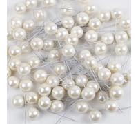 Whakano 100 bayas artificiales de 12 mm, tallos de bayas decorativos, frutos de bayas, para decoración de manualidades, árbol de Navidad, decoración de mesa, boda, decoración del hogar, color blanco
