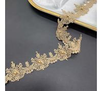 Whakano 5 yardas de cinta de encaje bordada en oro, cinta decorativa retro de encaje con perla, cinta de regalo, cinta de encaje para decoración de mesa, boda, costura, artesanía, decoración de ropa