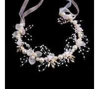 Whakano Blumenstirnband,Blumen und Perle Strass Blumen-Haaränder,Haarschmuck Kommunion,BrautBlumenkranz,Hochzeitss Haarschmuck Kopfschmuck für Damen und Mädchen,Hochzeit ,Geburtstag,Party,Weiß