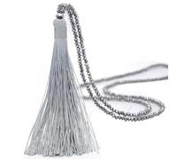 Whakano Bohemia Perlas Cadenas,Vintage Largo Mujer Collar con Borla,Perlas Colgantes,Cadenas de Cuello,Jersey Cadena Collar,Elegante Collar de Perlas Joyas para Mujer Mujer Gris